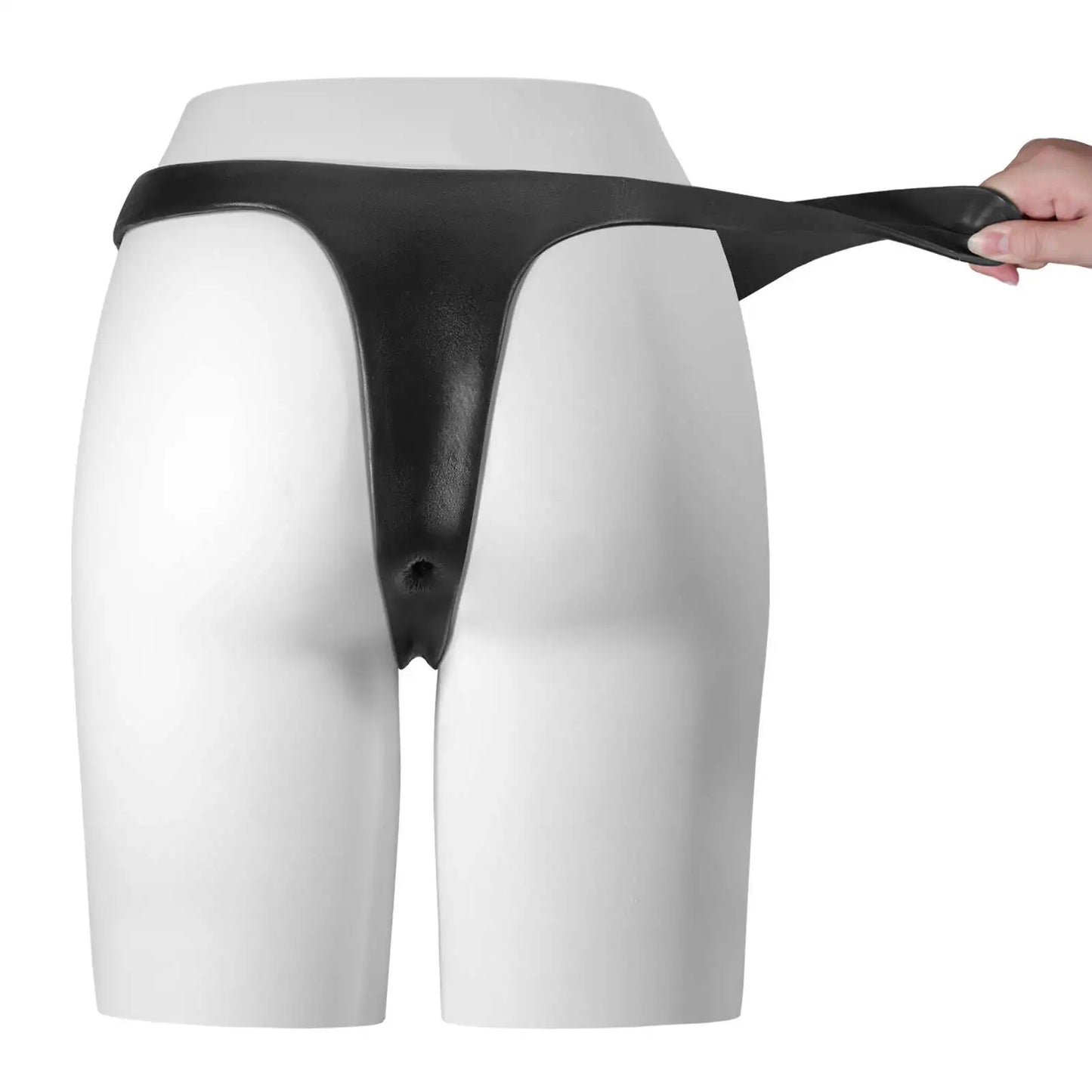 Calvin Black Silicone Wearable Anal Vibrating Panties for Suction Cup Dildo