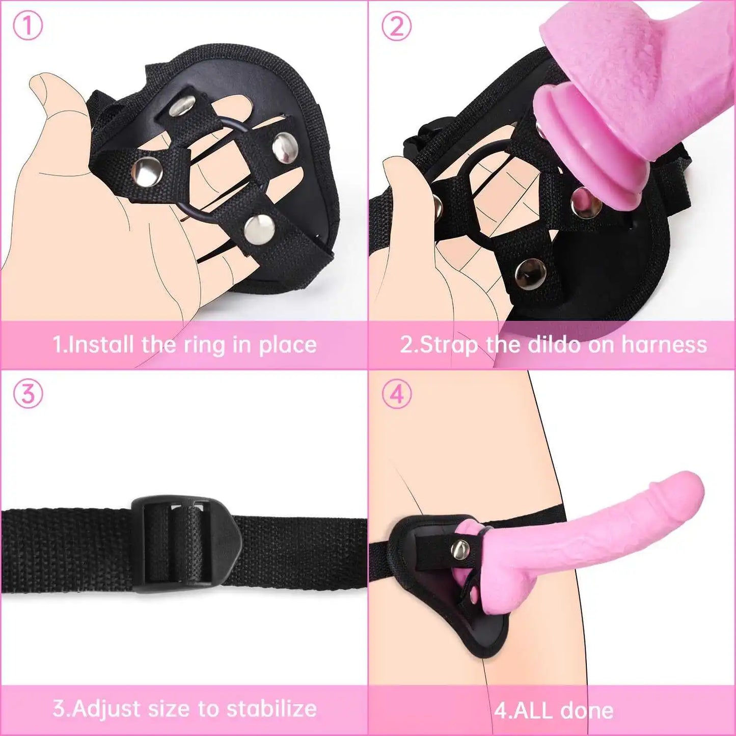7 Inch Pink Strapon Dildo for Lesbians