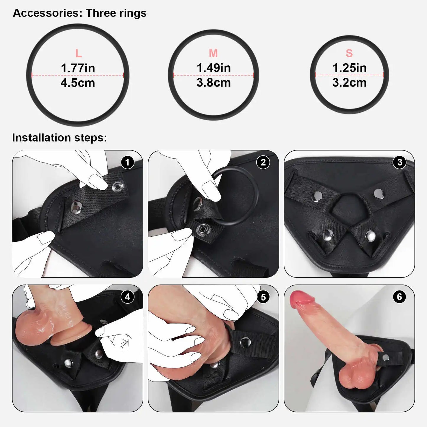 Black Strap Available In 3 Sizes Of Rings