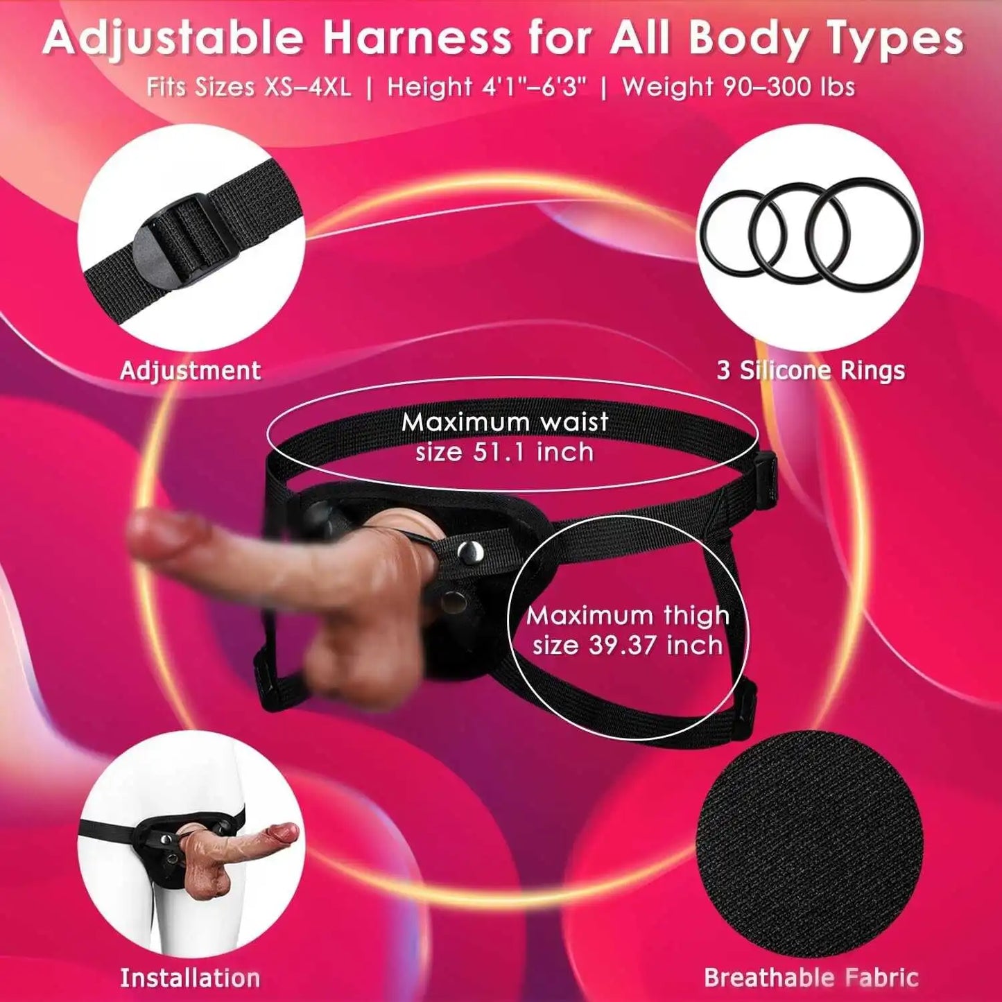 8" Realistic Vibrating Strap On Dildo With Adjustable Strap