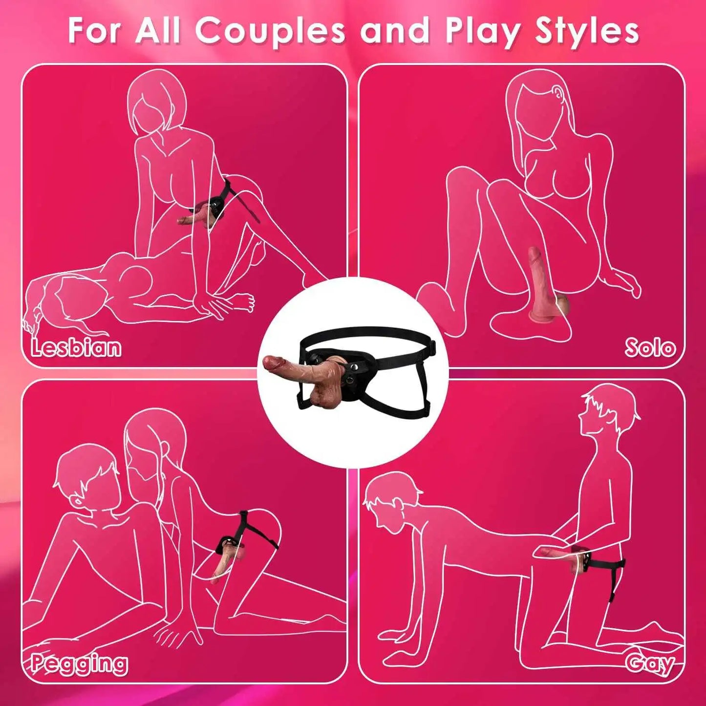 8" Realistic Vibrating Strap On Dildo With Adjustable Strap