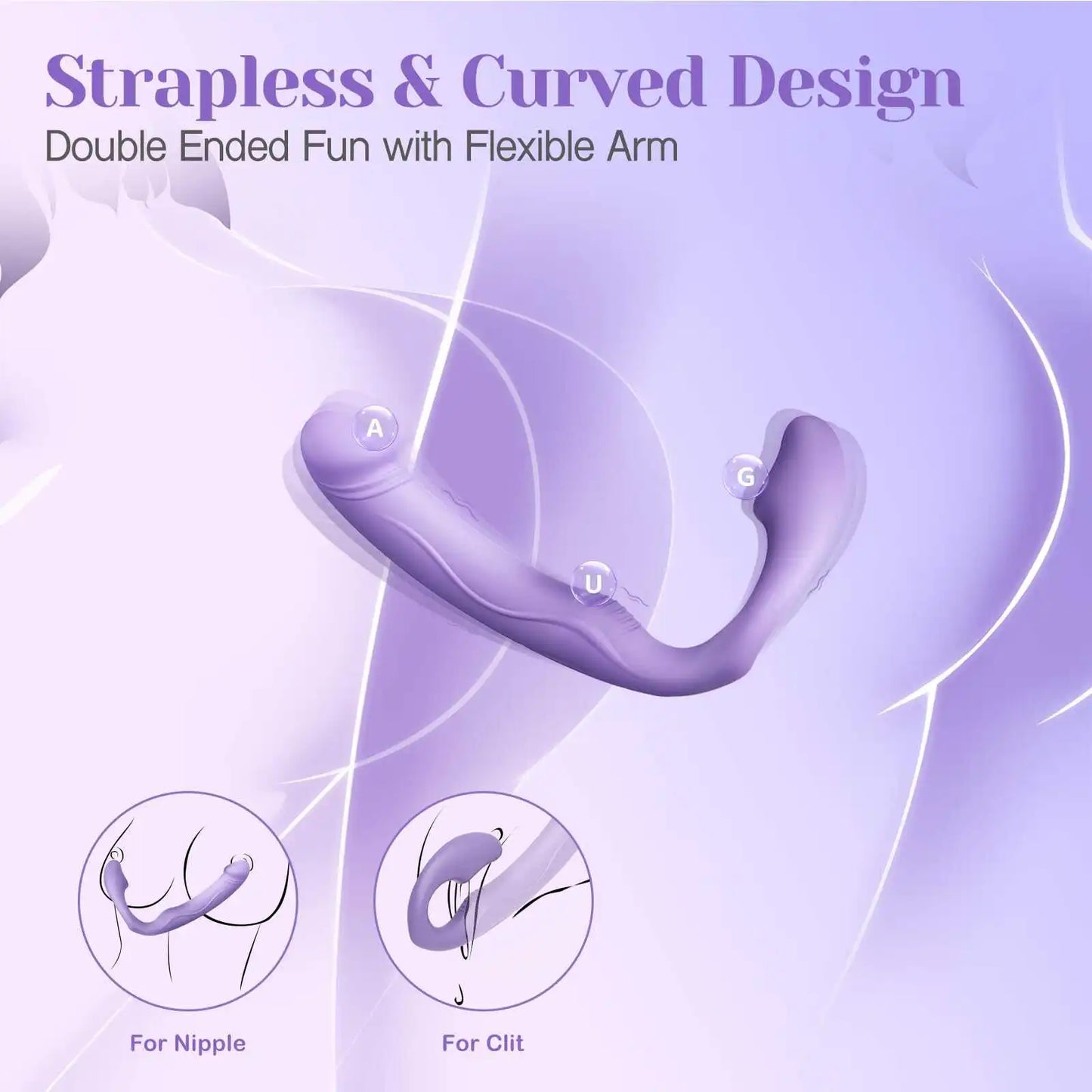 7.89" Lesbian Strapless Strapon Dildo with 10 Vibration Frequency
