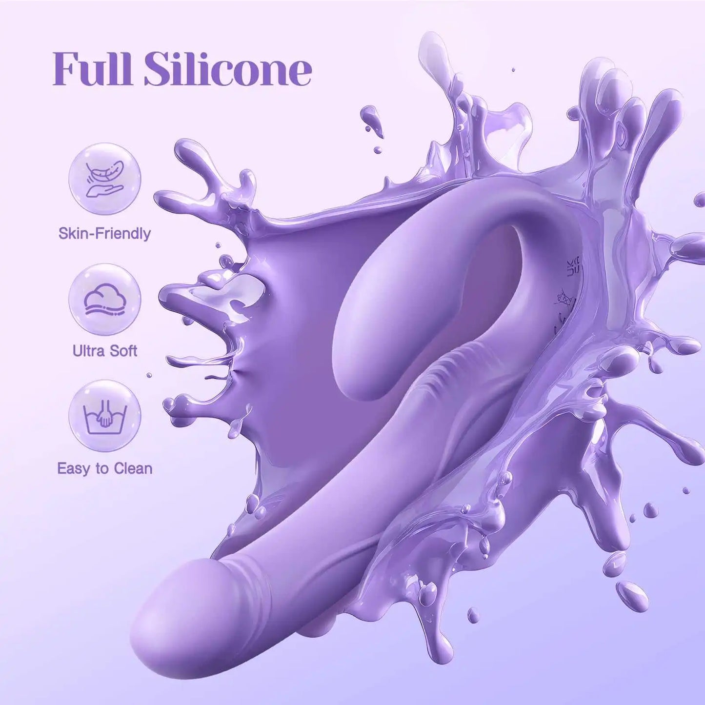 7.89" Lesbian Strapless Strapon Dildo with 10 Vibration Frequency