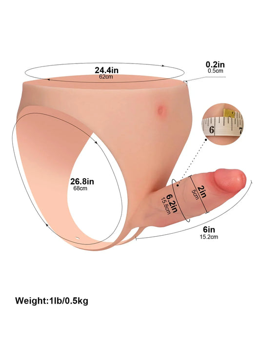 Calyrex 6 x 2 inch hollow platinum silicone strap-on sleeve