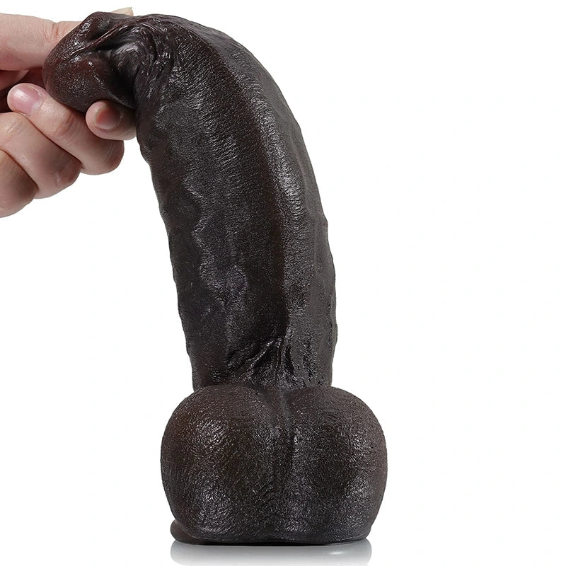 Darius 8.6"x2.2" Lifelike Thick Black Strap On Silicone Dildo