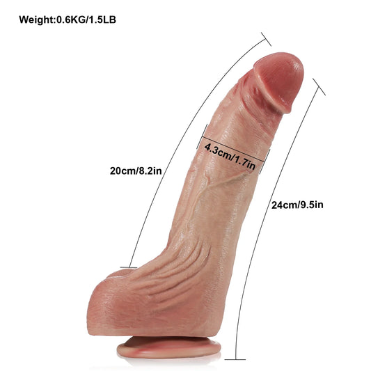 Elias 9.5"x1.7" Ultra-Realistic Silicone G-Spot Strap-On Dildo