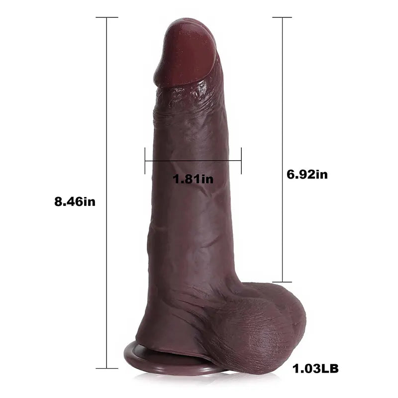Roman 8.5"x1.8" Black Sliding Skin Strap On Dildo with Movable Balls