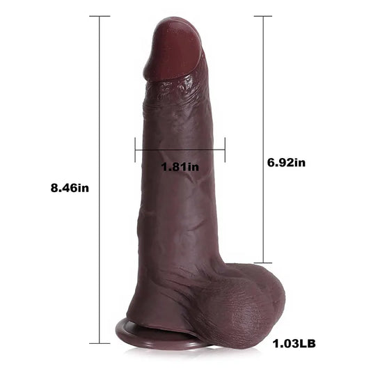 Roman 8.5"x1.8" Black Sliding Skin Strap On Dildo with Movable Balls