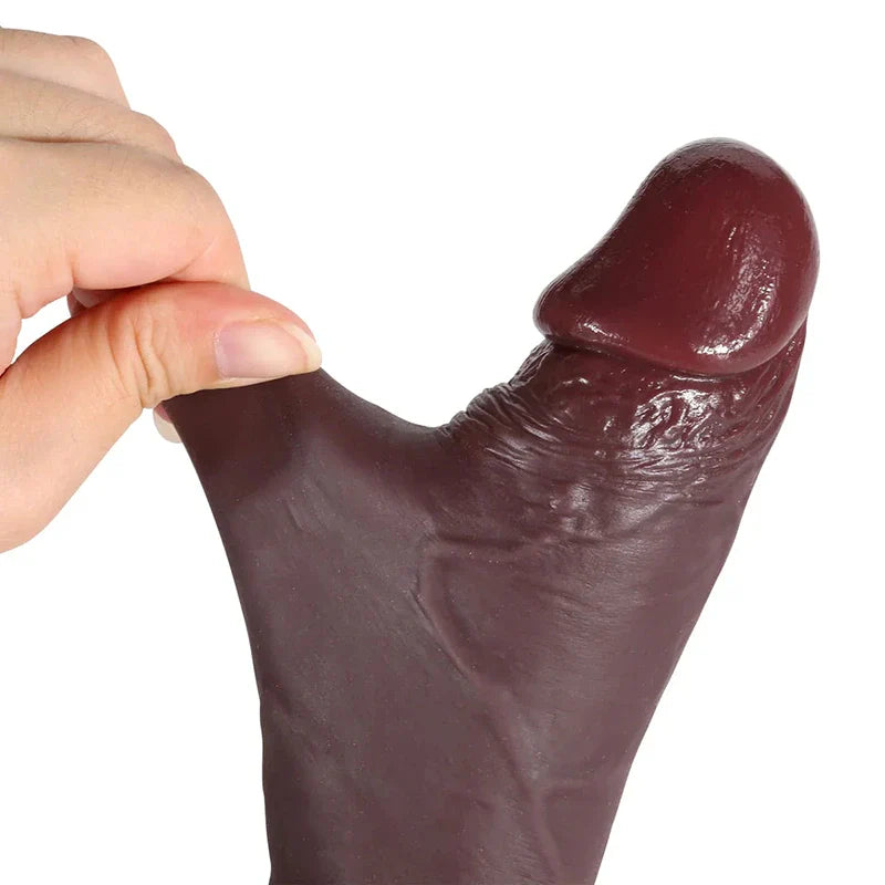 Roman 8.5"x1.8" Black Sliding Skin Strap On Dildo with Movable Balls