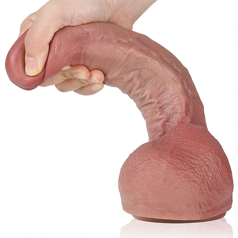 Landon 9.25"x2.0" Bendable Strap On Dildo with Big Balls