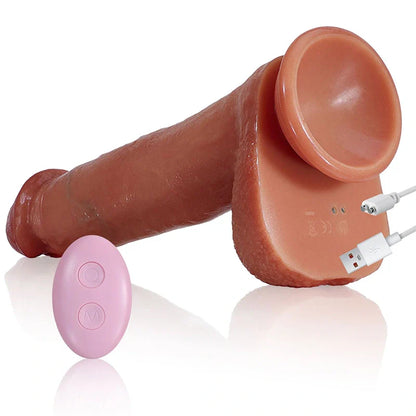 Logan 8.8" X 1.3" Heating Thrusting Strap On Dildo with Remote Control