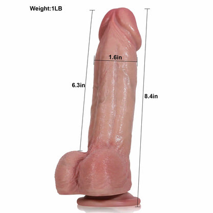 Jake 8.4" x 1.6" Bendable Dual Density Strap on Dildo with  Real Blood Vessels & Large Head