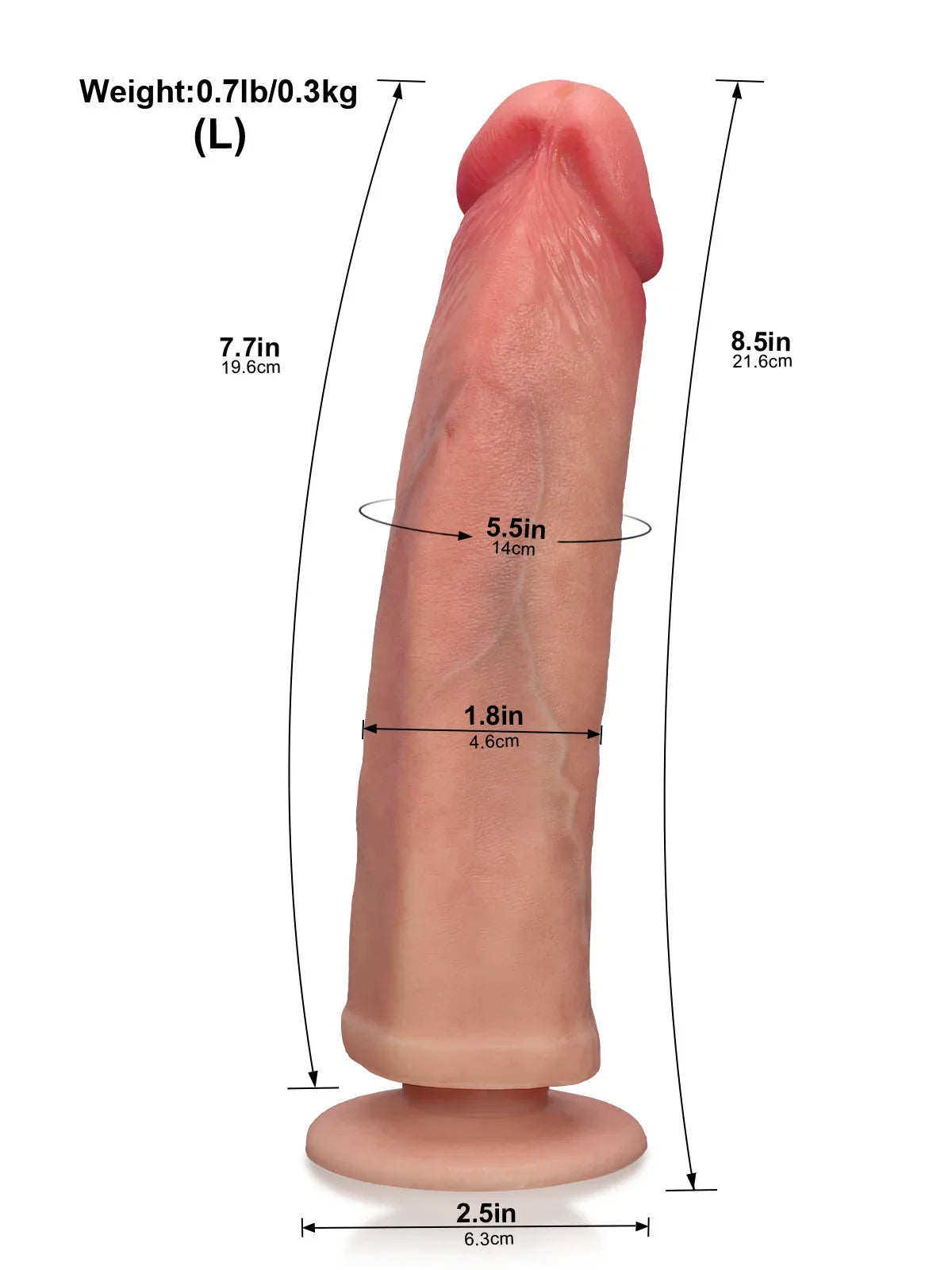 Corvanta 7.6 x 1.4 inch dual-density O-ring compatible silicone dildo