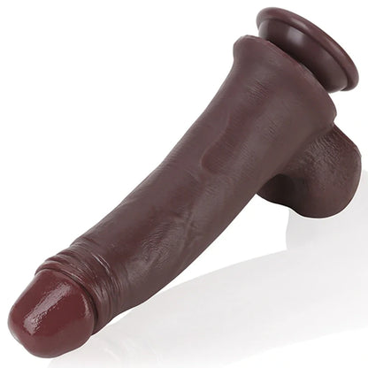 Malik 9"x1.89" Sliding Skin Black Strap On Silicone Dildo