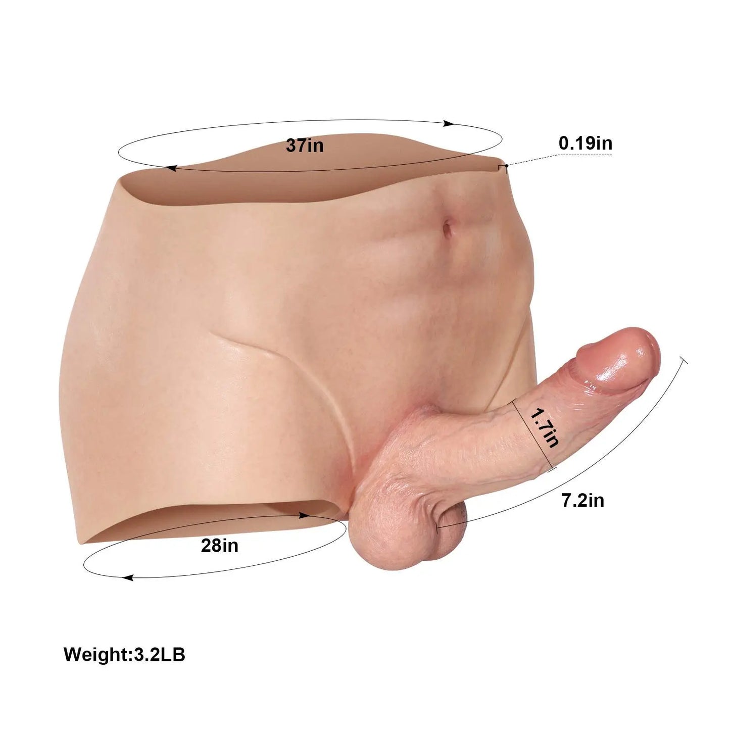 Madison 7.2" x 1.7" Soft Silicone Boxer Briefs Strap On Dildo