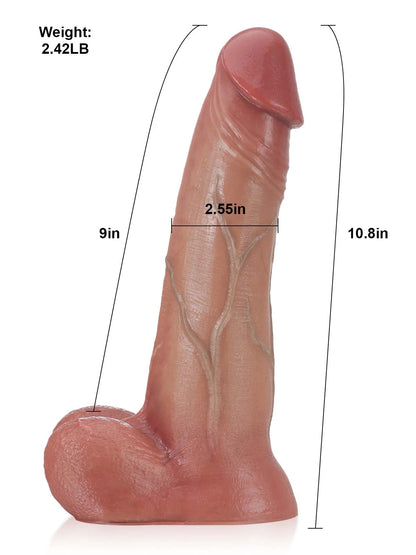 Raptor 10.8 x 2.5 Huge Thick Sliding Skin Vac-U-Lock Dildo With Moving Balls