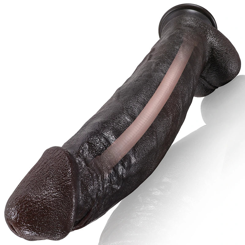 Kingston 12"x2.3" Flexible Keel Black Strap-On Silicone Dildo
