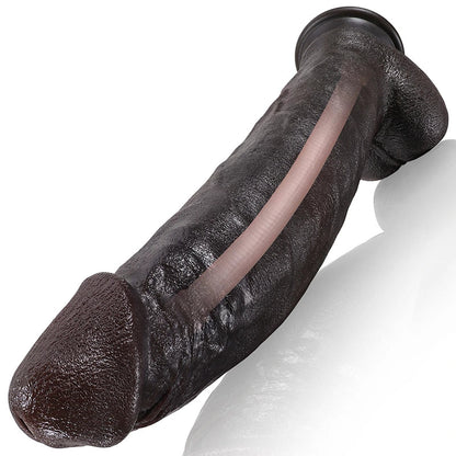 Kingston 12"x2.3" Flexible Keel Black Strap-On Silicone Dildo