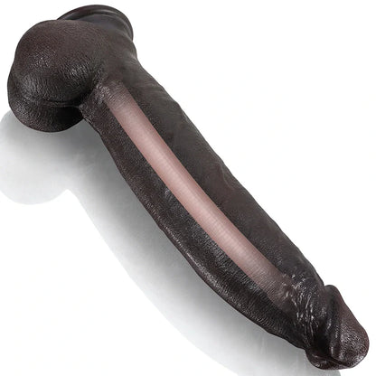 Kingston 12"x2.3" Flexible Keel Black Strap-On Silicone Dildo