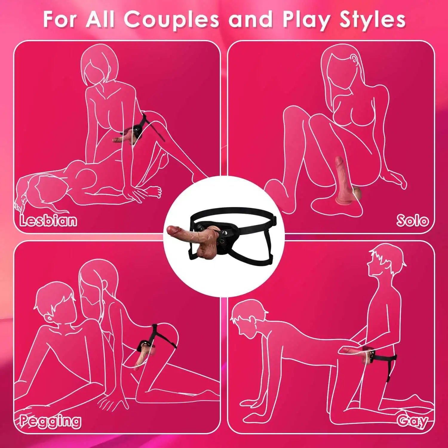 8" Realistic Vibrating Strap On Dildo With Adjustable Strap