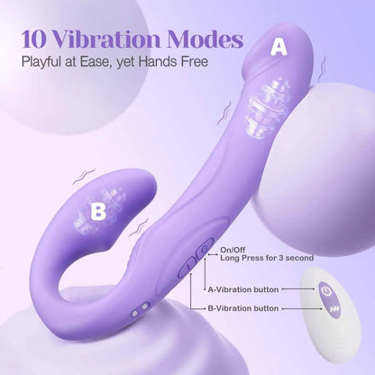 7.89" Lesbian Strapless Strapon Dildo with 10 Vibration Frequency