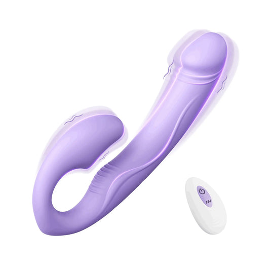 7.89" Lesbian Strapless Strapon Dildo with 10 Vibration Frequency