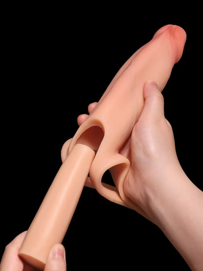Calyrex 6 x 2 inch hollow platinum silicone strap-on sleeve