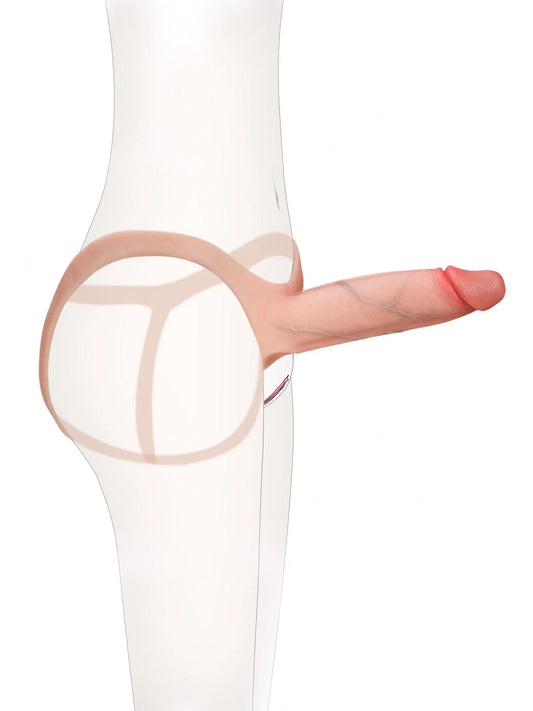 Adervane 8.3 x 2.2 inch firm hollow platinum silicone strap-on