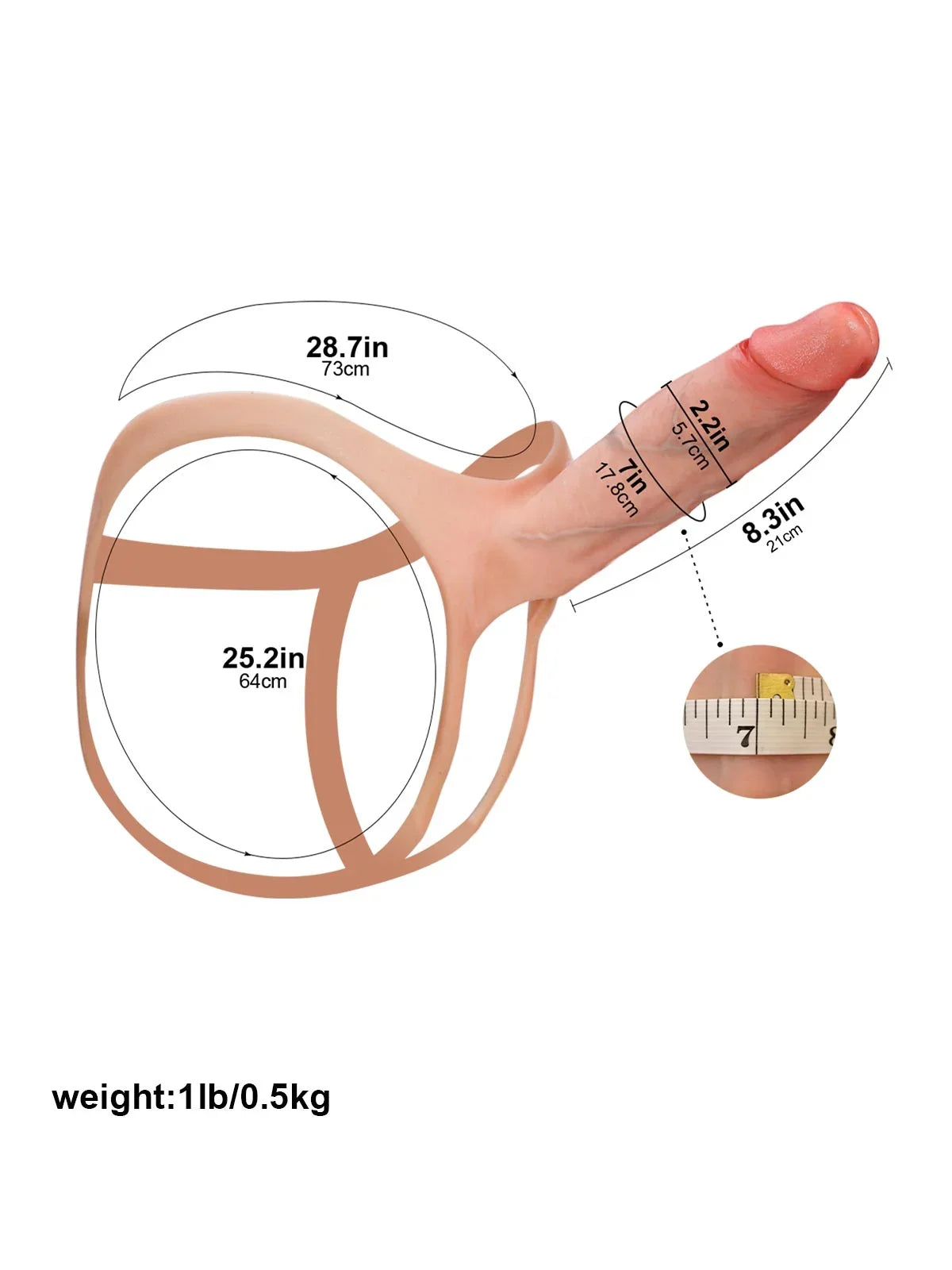 Nyverra 8.3 x 2.2 inch soft hollow silicone strap-on for men