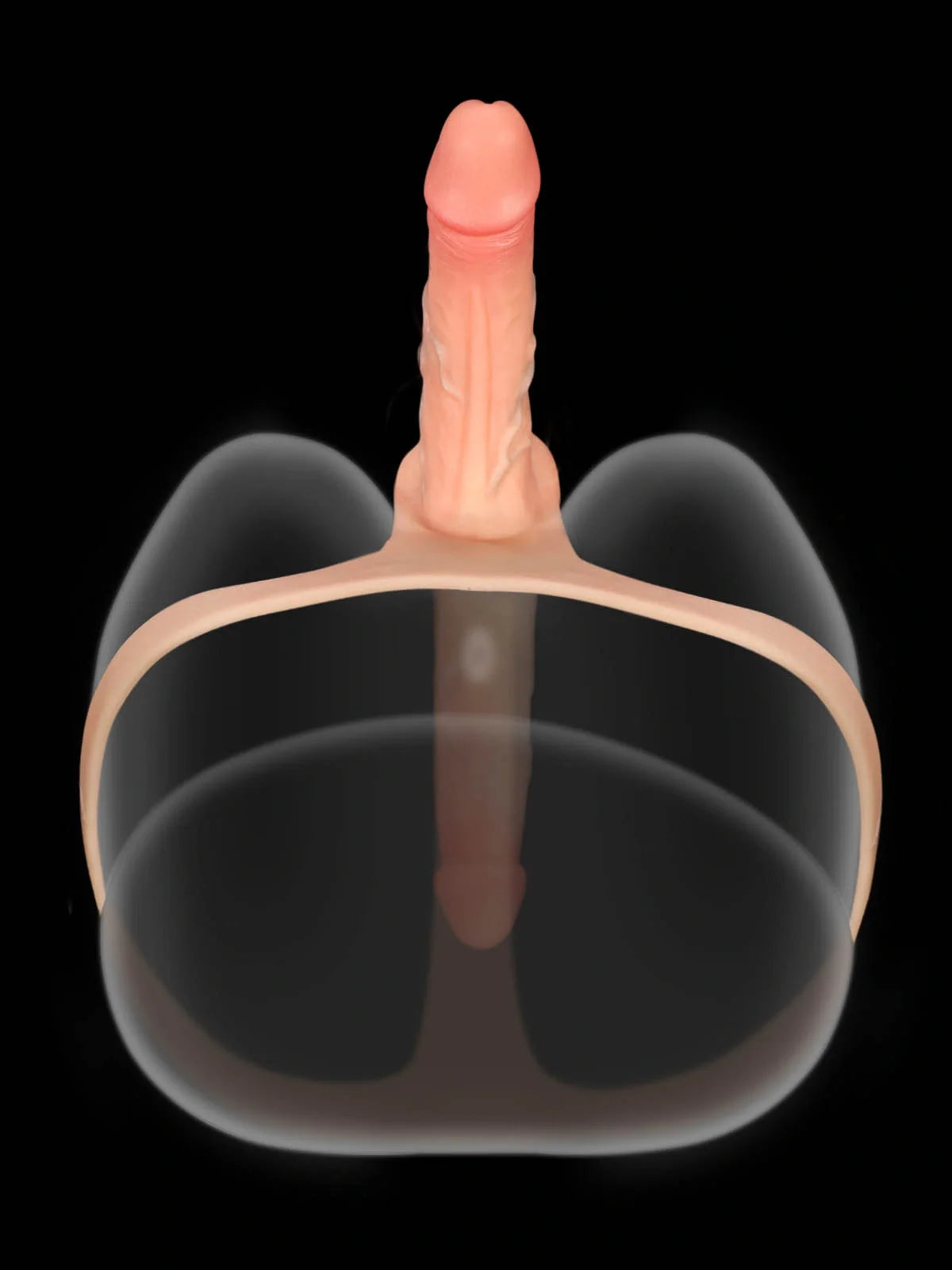 Solvique dual-shaft vibrating silicone strap-on for couples