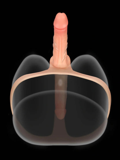 Solvique dual-shaft vibrating silicone strap-on for couples