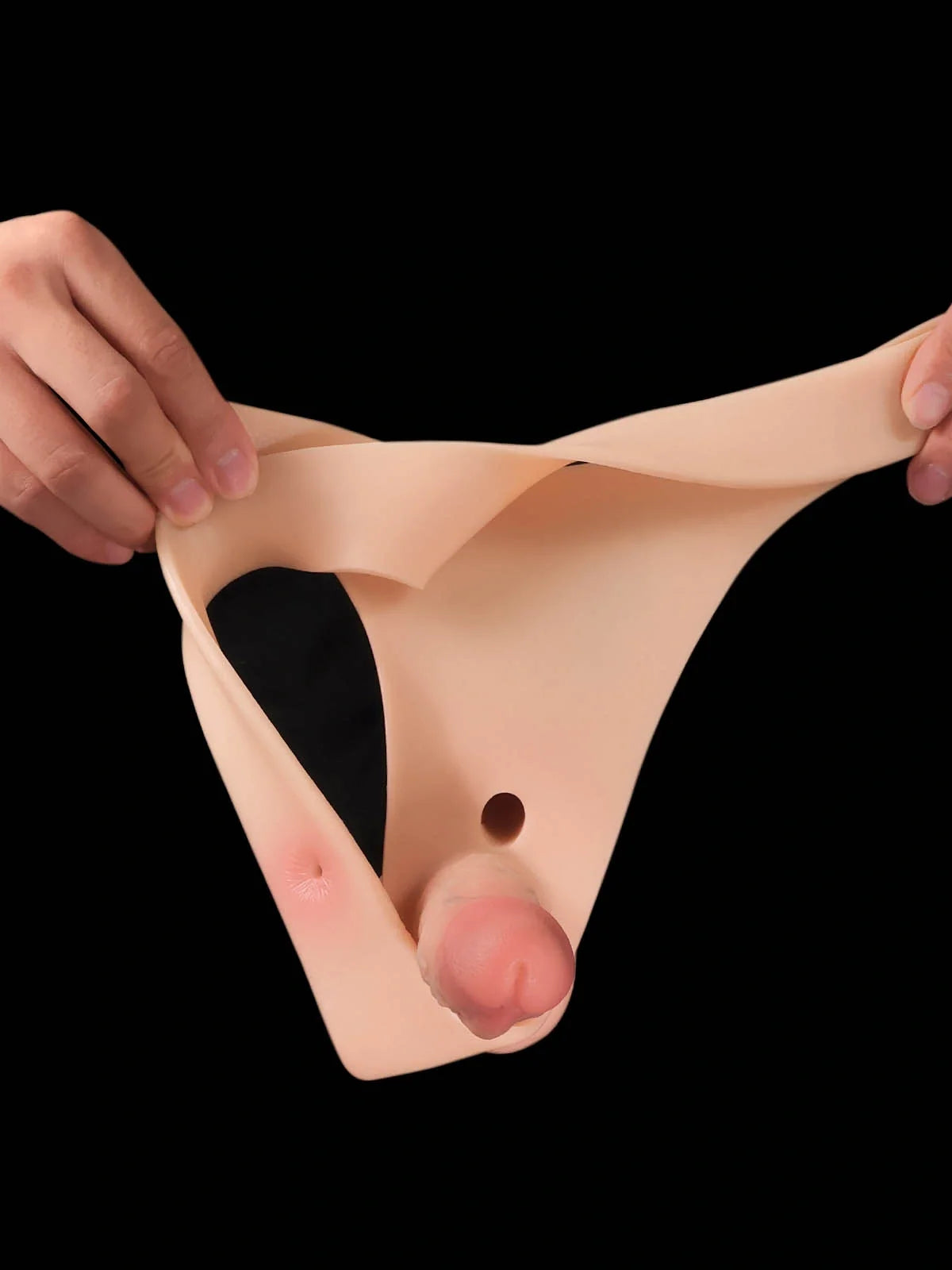 Solvique dual-shaft vibrating silicone strap-on for couples