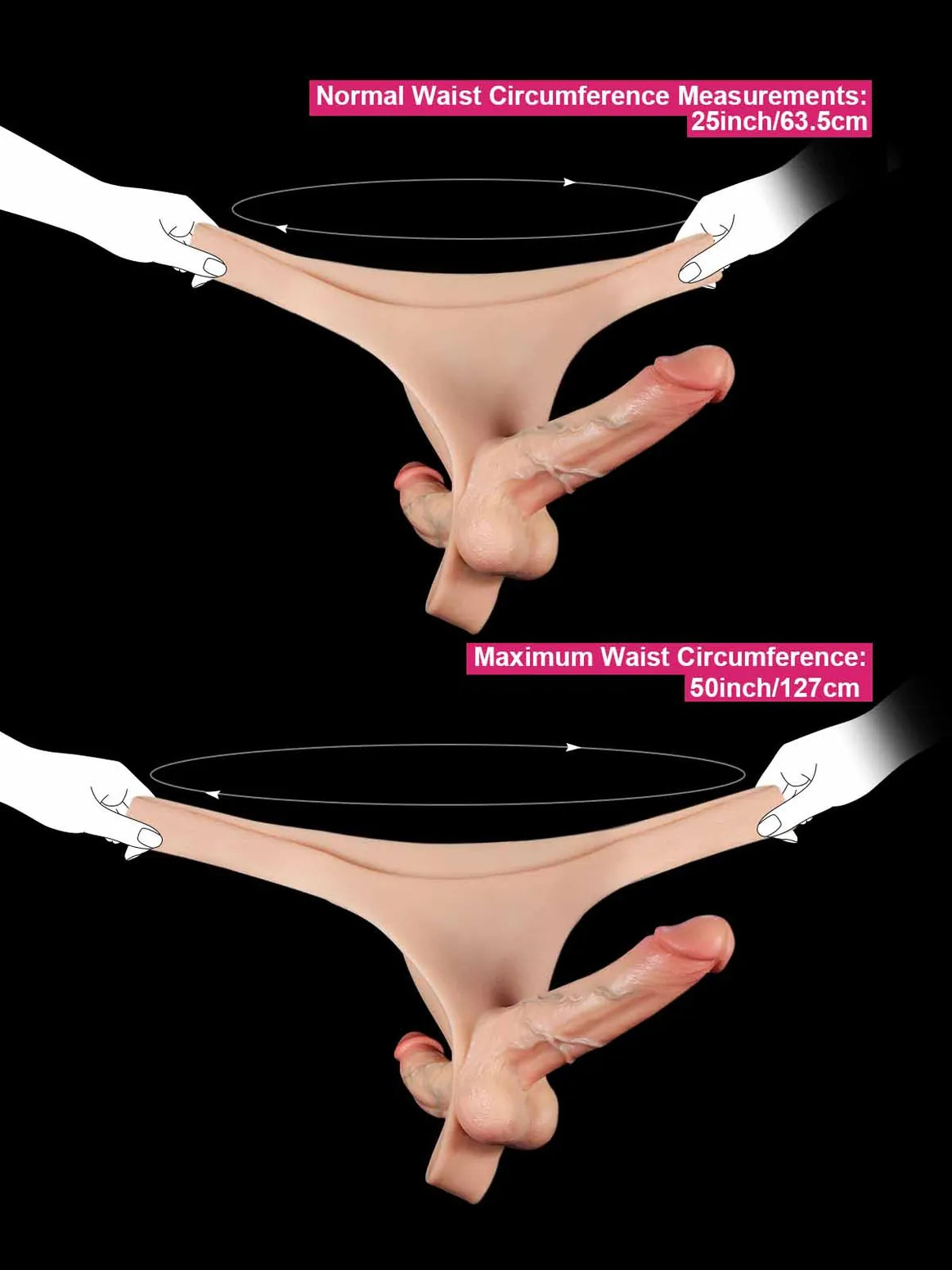 Solvique dual-shaft vibrating silicone strap-on for couples