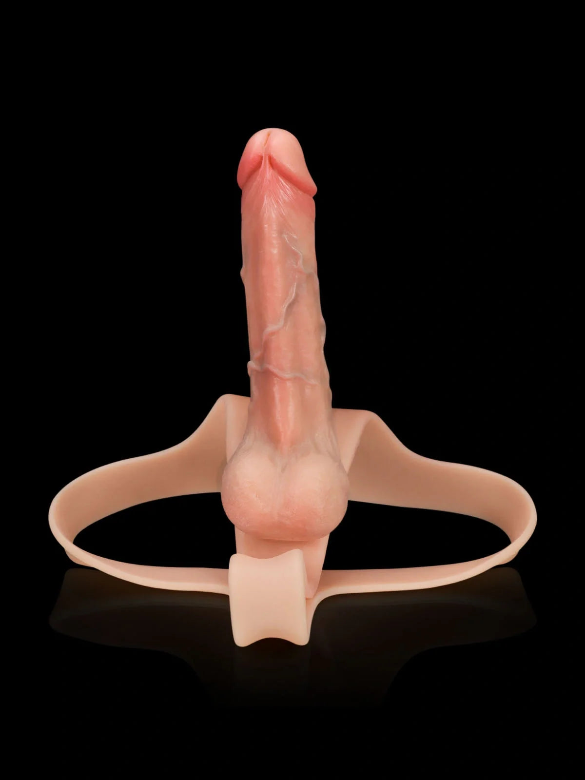 Solvique dual-shaft vibrating silicone strap-on for couples