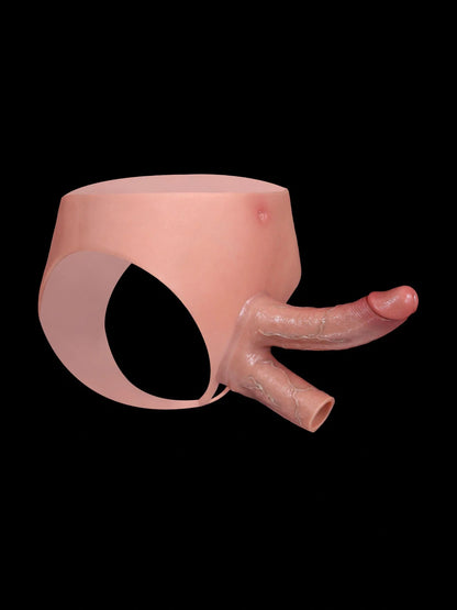 Tavellor 6.5 x 1.6 inch DP silicone strap-on with hollow sleeve