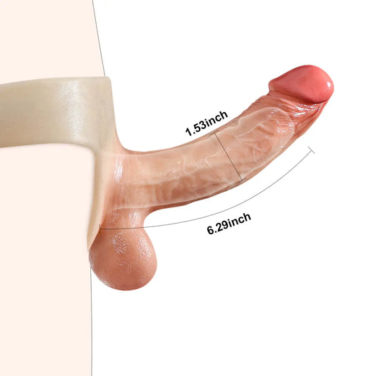Stefan 7" Strap On Hollow Dildo with Movable Balls For Women & Men