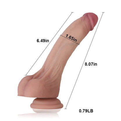 Noah  8" x 1.65" Ultra Realistic Liquid Silicone Strap On Dildo