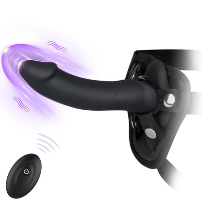 Unisex Strap-On Dildo Set with 5 Inch Black Vibrating Strap On Dildo