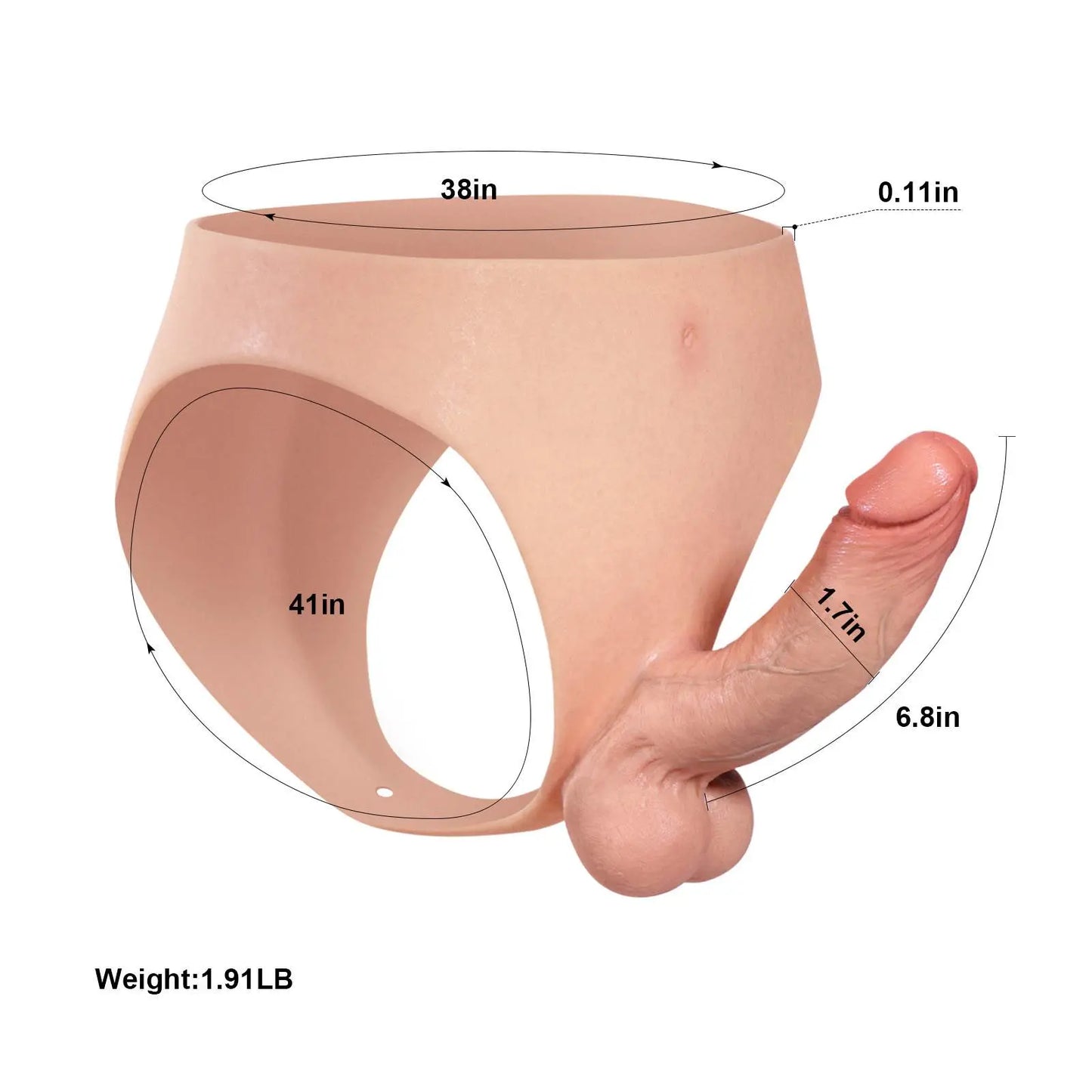 Walker 6.8" x 1.7" Dual Density Soft Silicone Strap On Dildo